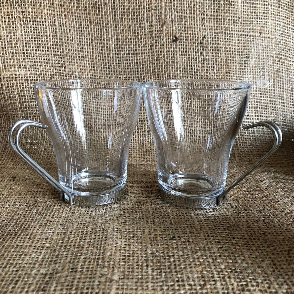 Italian Glass Espresso Mugs / Cups  set of 2 VTG